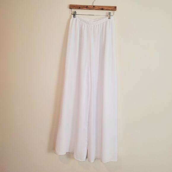 Vintage 80s Wide Leg Trousers White S/M - Picture 4 of 9